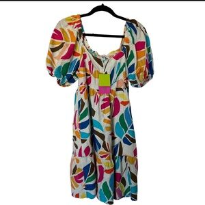 Tabitha Multicolor Leaf Print Mini Dress